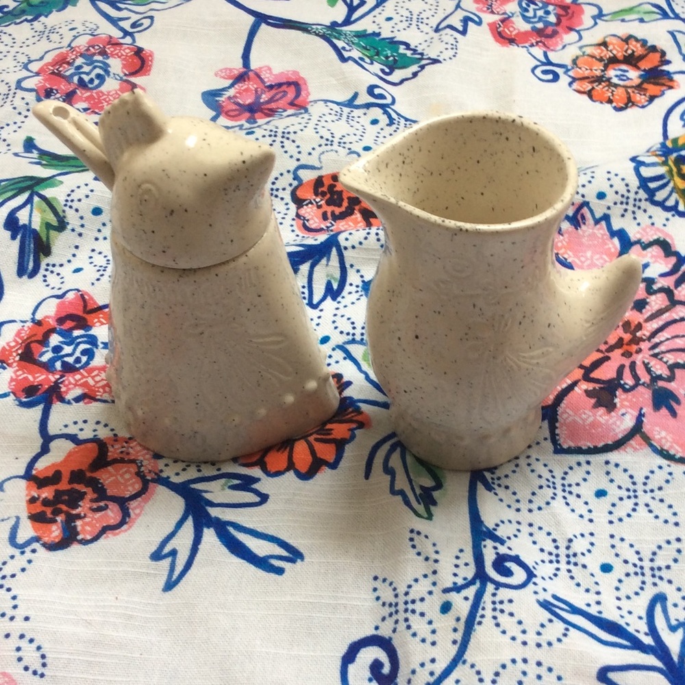 Anthropologie Speckled Wings Creamer and Sugar Pot - Picture 3 of 6